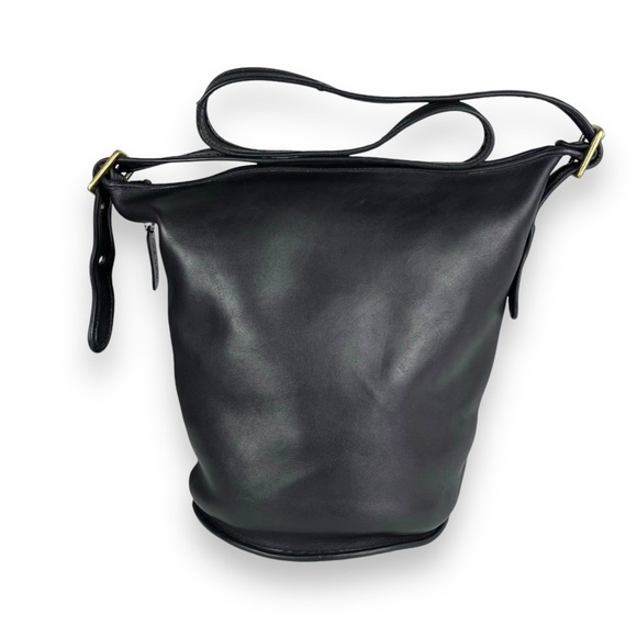 COACH VINTAGE 80S EXTRA LARGE BLACK GLOVETAN LEATHER CLASSIC DUFFLE SAC FEED BAG - Picture 3 of 13